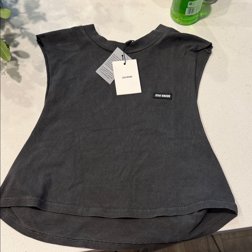 Joah Brown Black Sleeveless crop Top